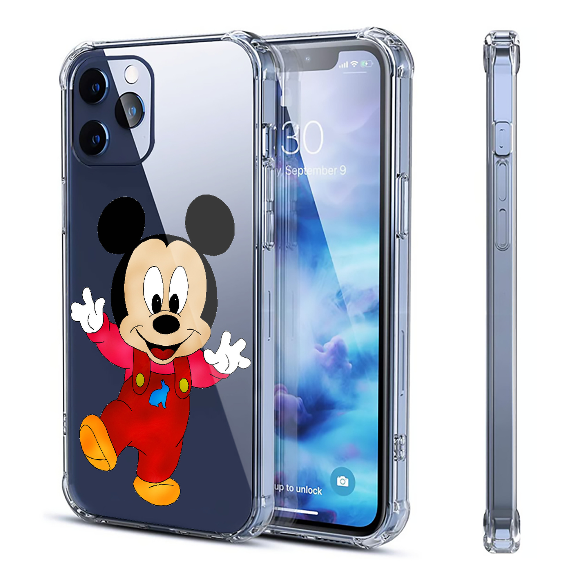 （画像用） ミッキーマウス Mickey Mouse 【iPhone 12シリーズ対応】透明スマホケース（クリアソフトケース）
